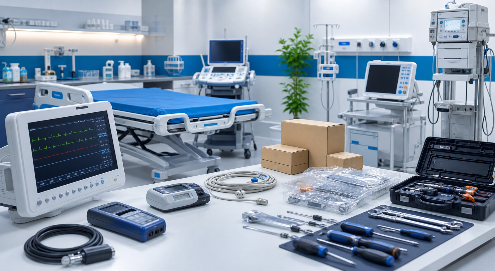 Medical equipment service and installation support setup